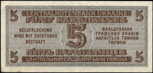 Ukrajina. 5 Karbowanez 1942 Německá okupace