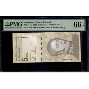 Venezuela. 5 Bolivares 2021 Error Mismatch S/N