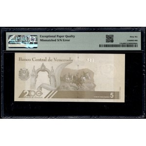 Venezuela. 5 Bolivares 2021 Error Mismatch S/N