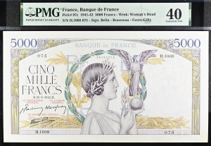 Francie. 5000 franků 1942