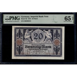Allemagne. Banque impériale 20 Marks 1915
