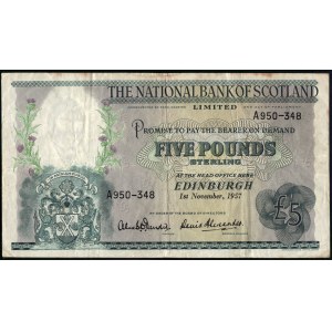 Scotland. National Bank 5 Pounds 1957