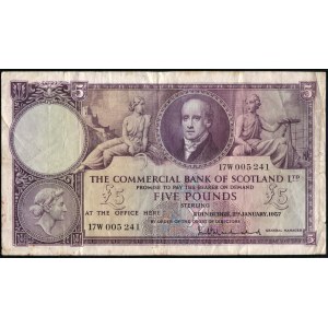 Scotland. Commercial Bank 5 Pounds 1957