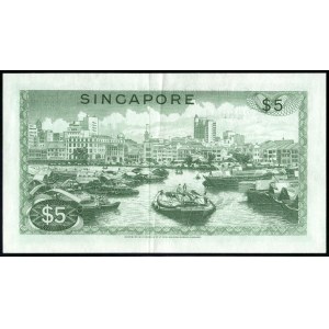 Singapore. 5 Dollars 1967 First Series No Red Seal