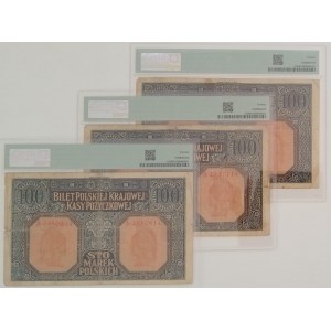 Pologne. 1916 100 Marek Zarzad Général 3 pièces