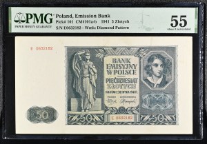 Polsko. 1941 50 zlotých Předpona E