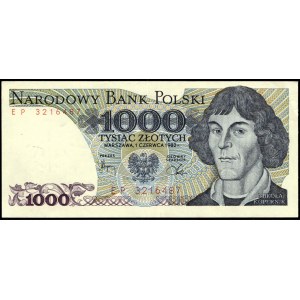 Poland. 1982 1000 Zlotych Prefix EP