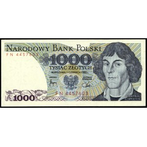 Pologne. 1982 1000 Zlotych Préfixe FN
