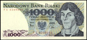 Poland. 1982 1000 Zlotych Prefix FS