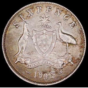 Australia. 6 Pence 1945