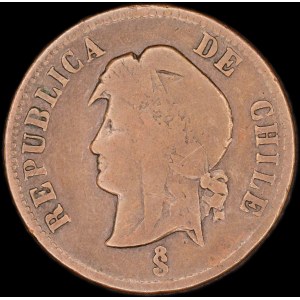 Chile. 2 1/2 Centavos 1887 So Santiago