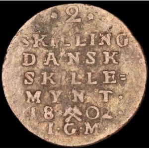 Denmark. 2 Skilling 1802 IGM