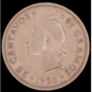 Dominican Republic. 25 Centavos 1956