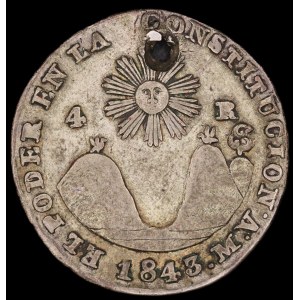Ecuador. 4 Reales 1843 Quito Scarce Type