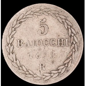 Italy. Papal States 5 Baiocchi 1858 R