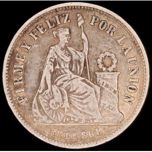 Peru. 1/5 Sol 1866