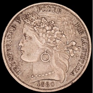 Peru. 1 Peseta 1880 With B