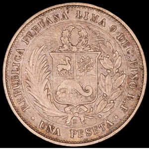 Peru. 1 Peseta 1880 With B