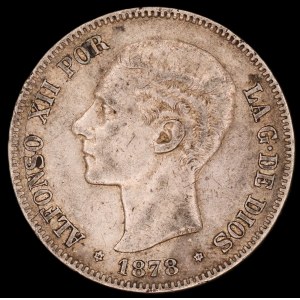 Spagna. 5 Pesetas 1878 DE M