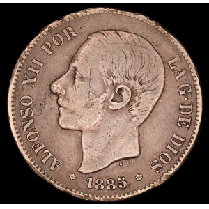 Spain. 5 Pesetas 1885 MS M