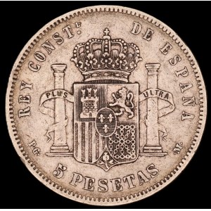 Spain. 5 Pesetas 1892 PG M