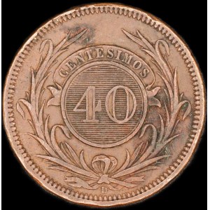 Uruguay. 40 Centesimos 1857