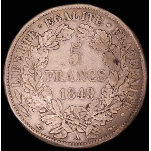 France. 5 Francs 1849 A Paris