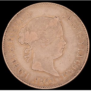 Spain. 10 Reales 1863