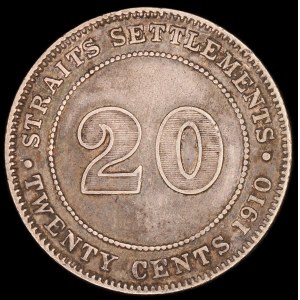 Straits Settlements. 20 Cents 1910