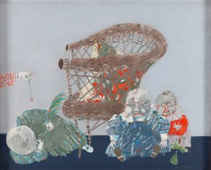 Zbysław Marek Maciejewski (1946 Pohulanka - 1999 Kraków), Bez tytułu (Dzieci i fotel), 1984