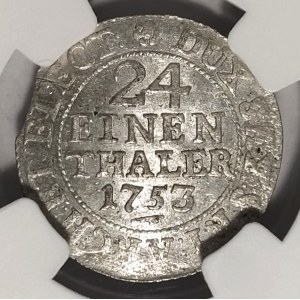 Pologne, Auguste III Sas, 1/24 thaler 1753 E.D.C., Dresde