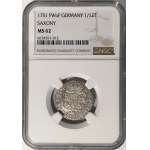 Polska, August III Sas, 1/12 talara 1751 FWôF, Drezno - rzadkie