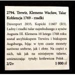 Trwir, Arcybiskupstwo, Klemens Wacław, talar 1769, Koblencja