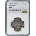 Polonia, Sigismondo III Vasa, sei pence 1596, Malbork - testa piccola