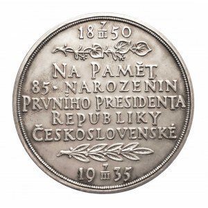 Czechy, Španiel Otakar, T. G. Masaryk, 85. urodziny 1935 Ag 60 mm matowy