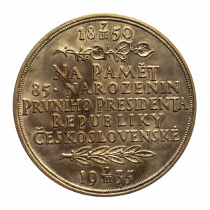 Czechy, Španiel Otakar, T. G. Masaryk, 85. urodziny 1935 Brąz 50 mm