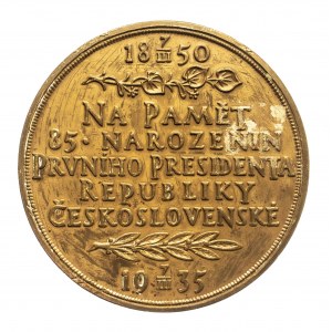 Czechy, Španiel Otakar, T. G. Masaryk, 85. urodziny 1935 Brąz 60 mm