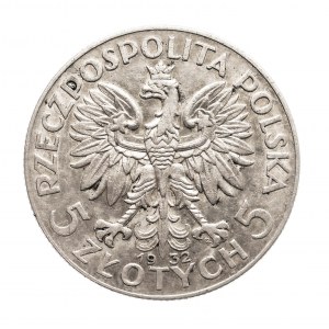 Polska, II Rzeczpospolita, 5 złotych 1932 zn.m., Warszawa, głowa kobiety w czepcu