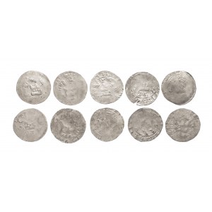 Czechy, Grosze praskie XIV wiek, Wacławy, Karol IV, 10 sztuk