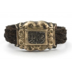Patriotic bristle ring with the coat of arms of Poland from the November Uprising period