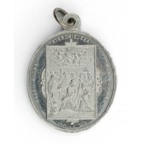 Medalik 50 rocznica koronacji Matki Boskiej Starowiejskiej 1877-1927. Matko Boska Starowiejska Módl się za Nami