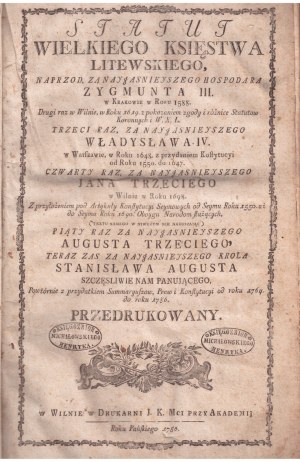 STATUTE 1786 of the Grand Duchy of Lithuania