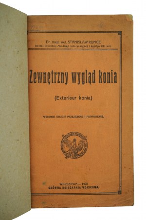 RUNGE Stanislaw - External appearance of the horse [Esterieur konia], Warsaw 1920.