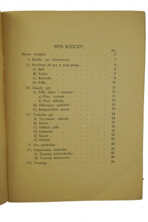 JODŁOWSKI Ryszard - Ping-pong, Biblioteczka Sportowa, Warsaw 1936.