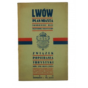 Lwów plan miasta, skorowidz ulic, przewodnik orientacyjny, podziałka 1:20.000, Lwów V.1938r.