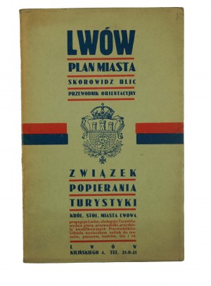 Lviv city plan, index of streets, orientation guide, scale 1:20,000, Lviv V.1938.