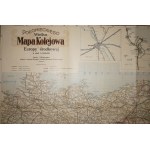 POŁONIECKIEGO Wielka mapa kolejowa Europy Środkowej w skali 1:1.500.000 w siedmiu kolorach, Lwów-Warszawa 1922r.