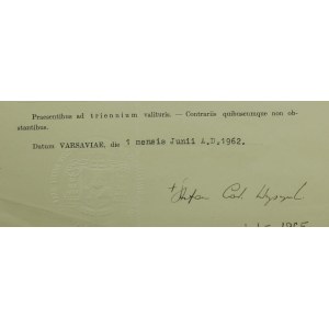 WYSZYŃSKI Stefan - pismo na druku z nagłówkeim kardynała i AUTOGRAFEM Stefana Wyszyńskiego