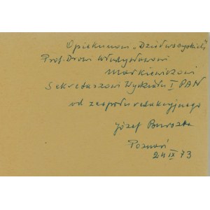 BURSZTA Józef - Katalog wystawy Dzieła wszystkie Oskara Kolberga, dedykacja i autograf autora, datowane 24.IX.1973r.