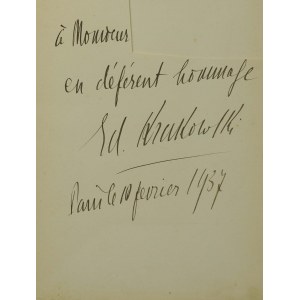 KRAKOWSKI Edouard - Dwaj poeci heroizmu: Charles Peguy i Stanisław Wyspiański, 1937r., dedykacja autora
